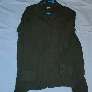 O'Neil womens Size M navy green longsleeve blouse